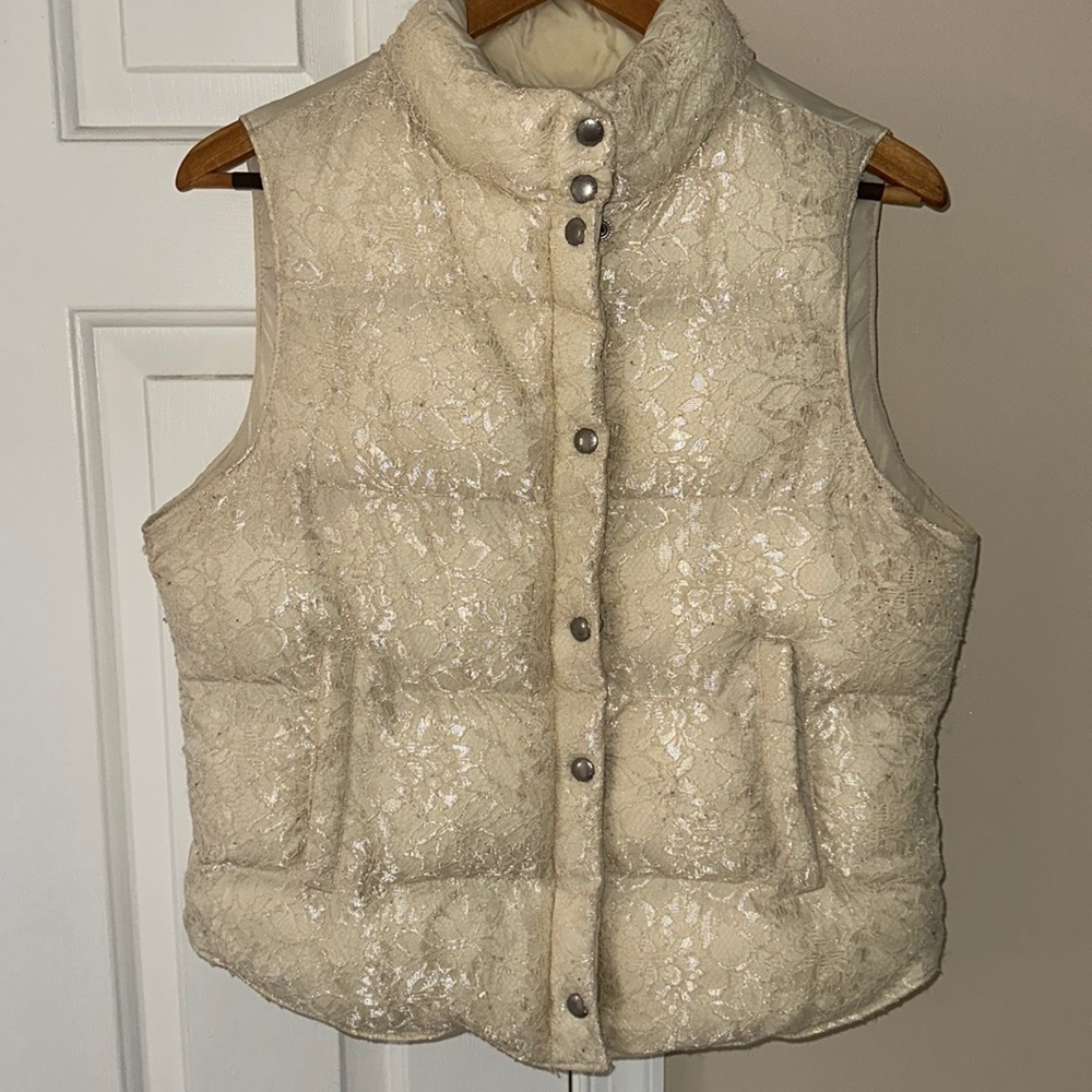 Ralph Lauren Denim&Supply Cream Lace Puffer Vest M